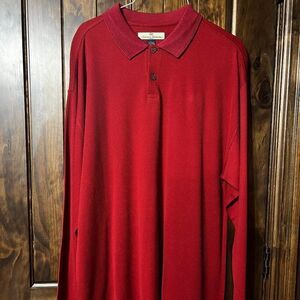 Tommy Bahama Long Sleeve Silk Men's Pullover Collared Shirt Size Large
